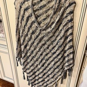 Chico's Navy and Cream Striped Poncho